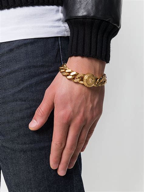 gold bracelets for men versace|silver Versace bracelet men.